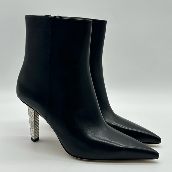 MICHAEL Michael Kors Black Leather Ankle Boots with Silver Heel Size 8M NWB - Picture 4 of 12